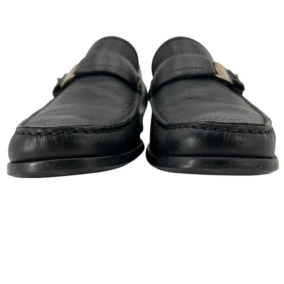 Salvatore Ferragamo Italy Men 8.5 Black Pebble Grain Leather Dress Shoes Loafers - Picture 11 of 12